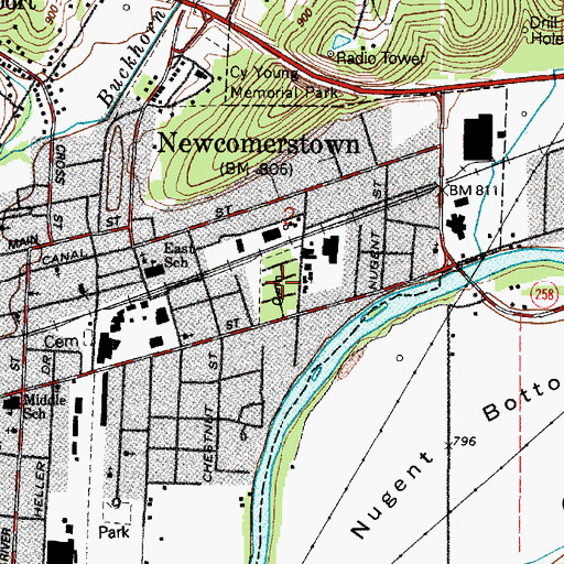 Topographic Map of East State Street Cemetery, OH