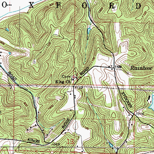 Topographic Map of King School (historical), OH