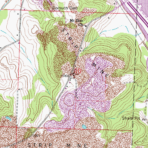 Topographic Map of Pleasant Hill School (historical), OH