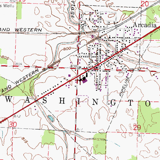 Topographic Map of Arcadia Elementary School, OH