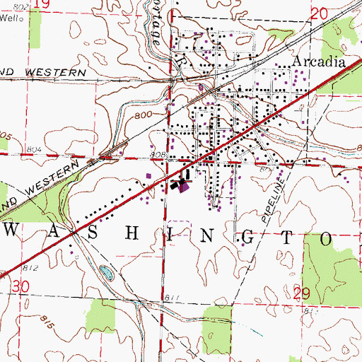 Topographic Map of Arcadia High School, OH
