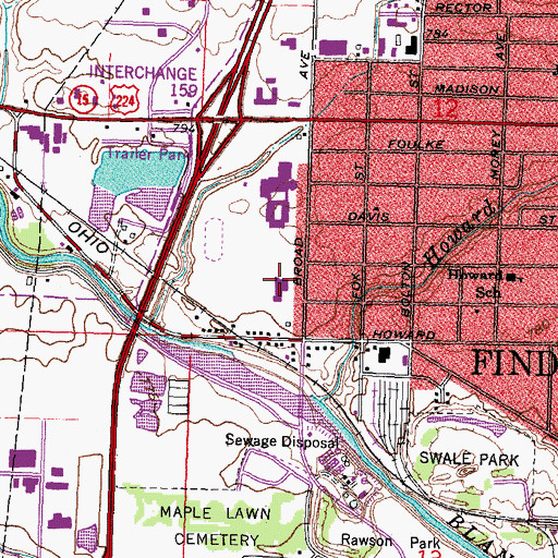 Topographic Map of Benjamin Franklin Elementary School, OH