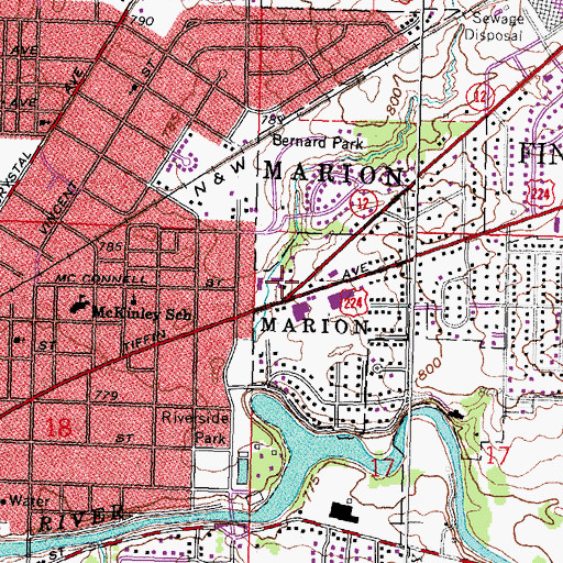 Topographic Map of Carriage House Plaza Shopping Center, OH