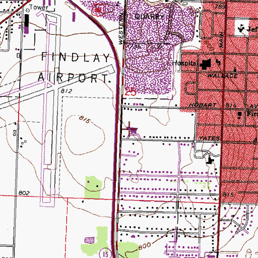 Topographic Map of Chamberlain Hill Elementary School, OH