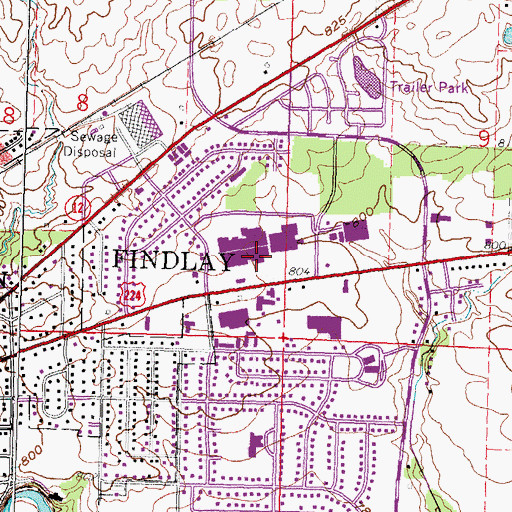 Topographic Map of Findlay Village Mall Shopping Center, OH