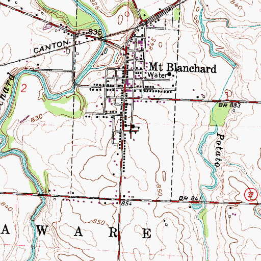 Topographic Map of Mount Blanchard Elementary School, OH