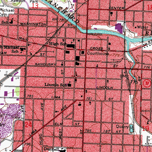 Topographic Map of Trinity Episcopal Church, OH