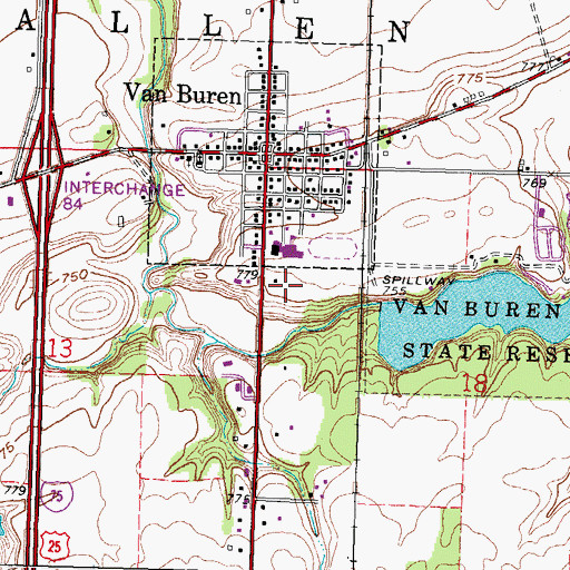 Topographic Map of Van Buren Elementary School, OH