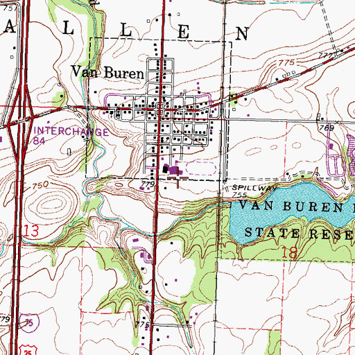 Topographic Map of Van Buren High School, OH