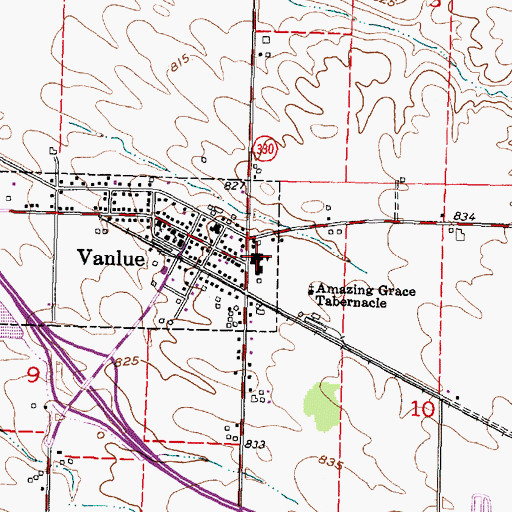 Topographic Map of Vanlue High School, OH