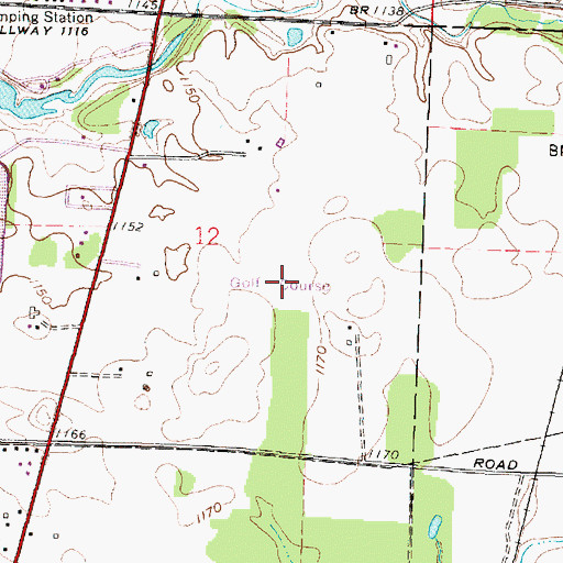 Topographic Map of Galion Country Club, OH