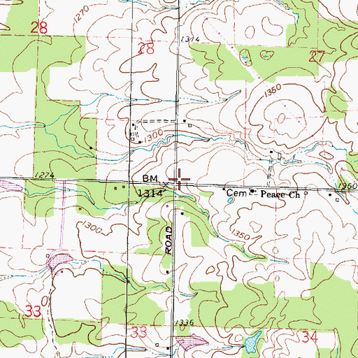Topographic Map of Half Acre School (historical), OH