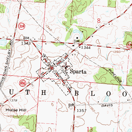 Topographic Map of Highland High School, OH