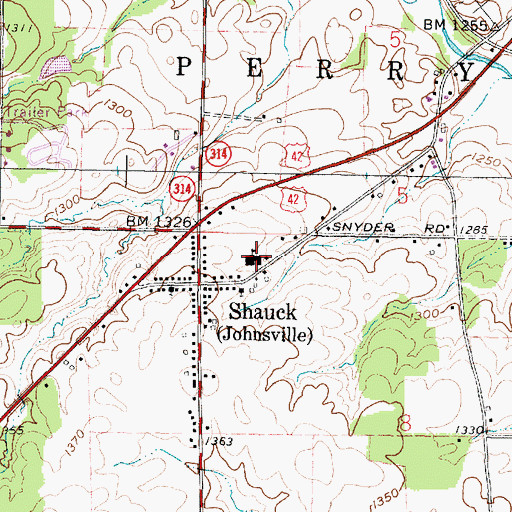 Topographic Map of Johnsville Elementary School, OH