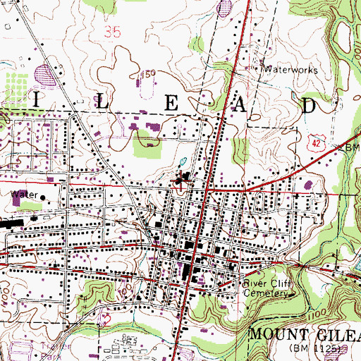 Topographic Map of Mount Gilead Junior High School, OH