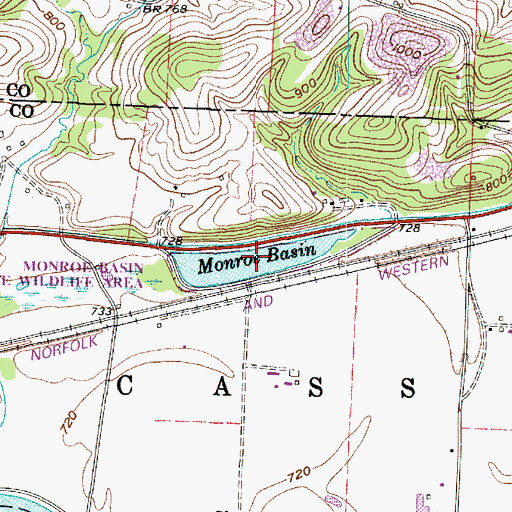 Topographic Map of Monroe Basin, OH