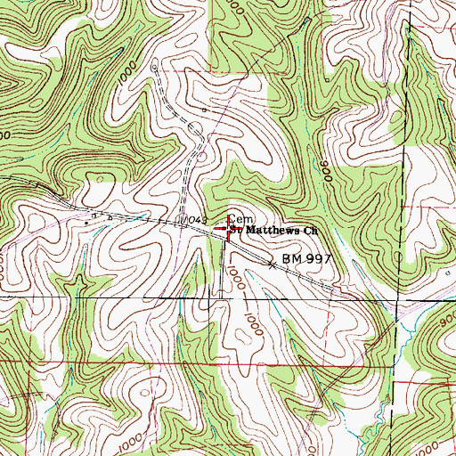 Topographic Map of Saint Matthews Cemetery, OH