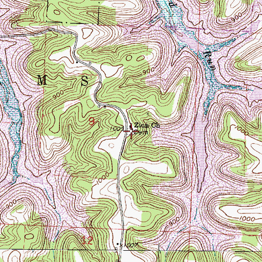 Topographic Map of Zion Cemetery, OH