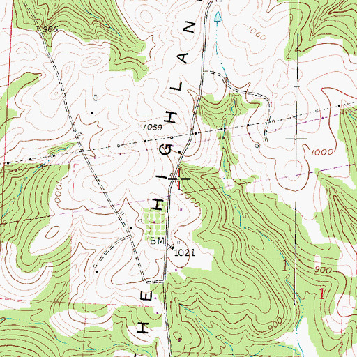 Topographic Map of Highland Church (historical), OH