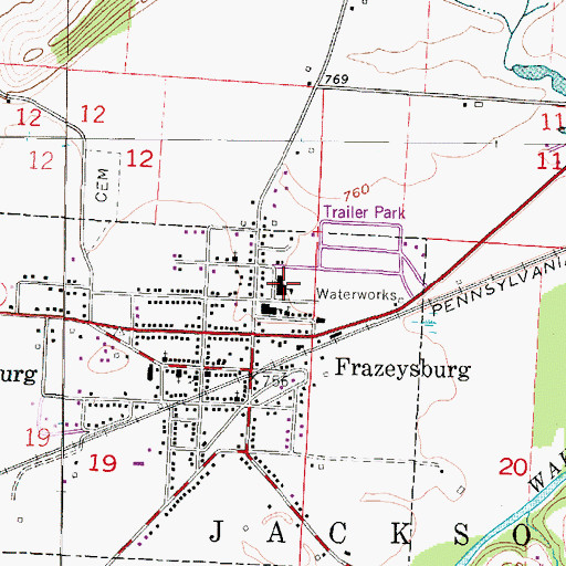 Topographic Map of Frazeysburg Elementary School, OH
