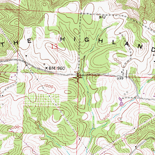 Topographic Map of Elberson School (historical), OH