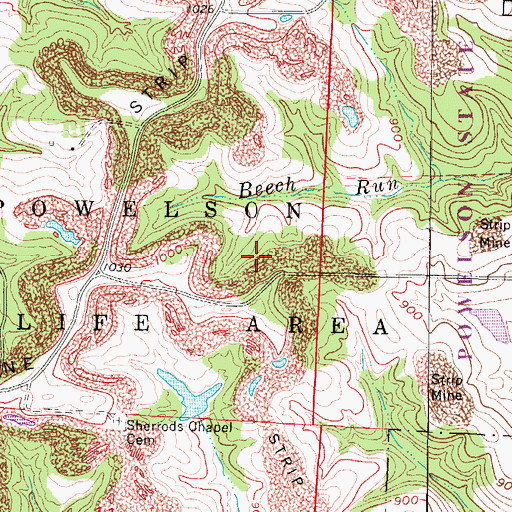Topographic Map of Powelson State Wildlife Area, OH