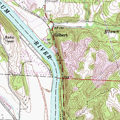 Topographic Map of Deadmans (historical), OH