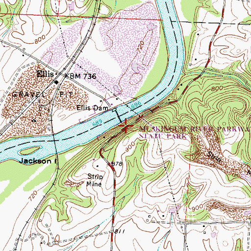 Topographic Map of Muskingum River Parkway State Park, OH