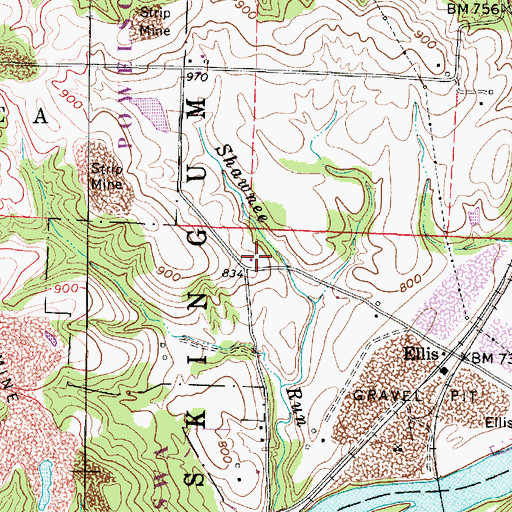 Topographic Map of Ellis School (historical), OH