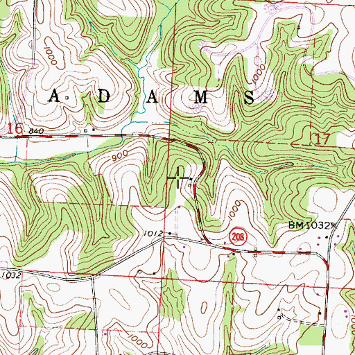 Topographic Map of Chestnut Ridge School (historical), OH