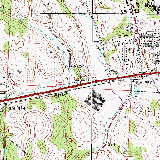 Topographic Map of Buck Run, OH