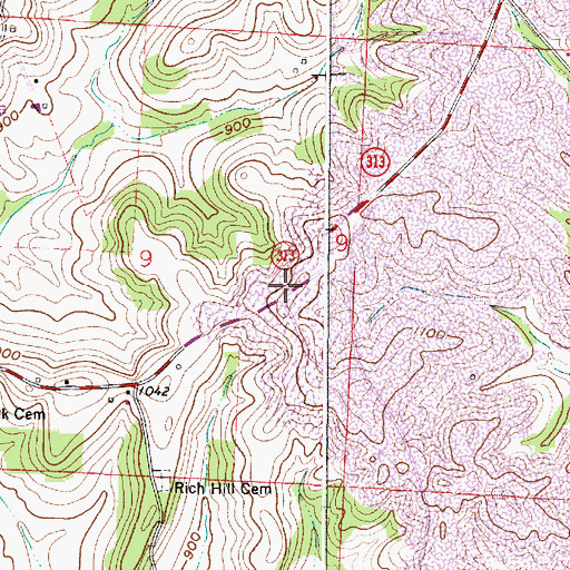 Topographic Map of Rich Hill Church (historical), OH