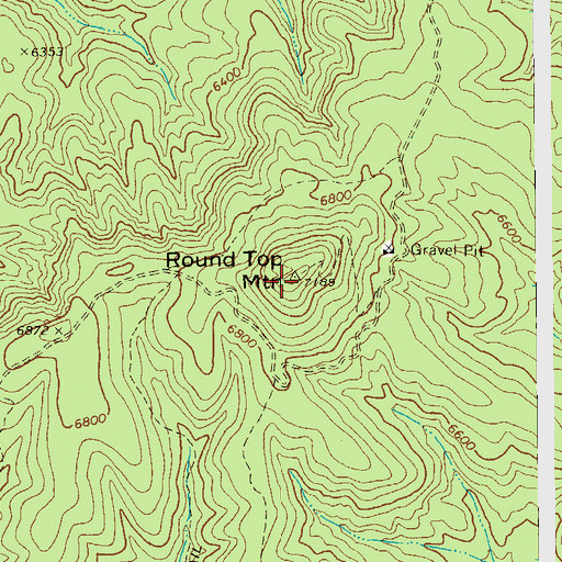 Topographic Map of Round Top Mountain, AZ
