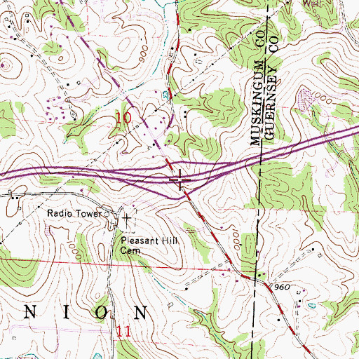 Topographic Map of Interchange 169, OH