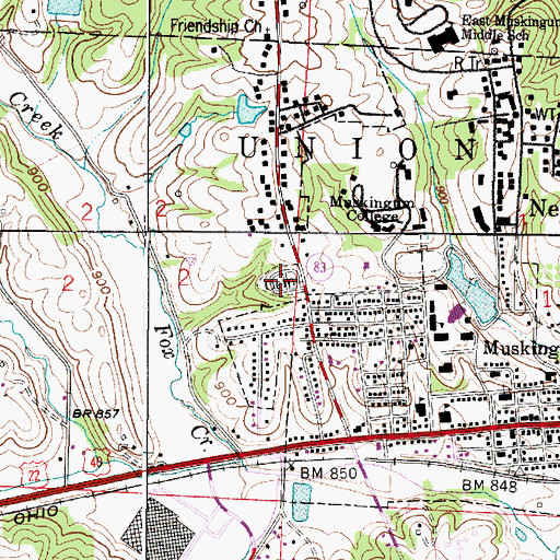 Topographic Map of New Concord Cemetery, OH