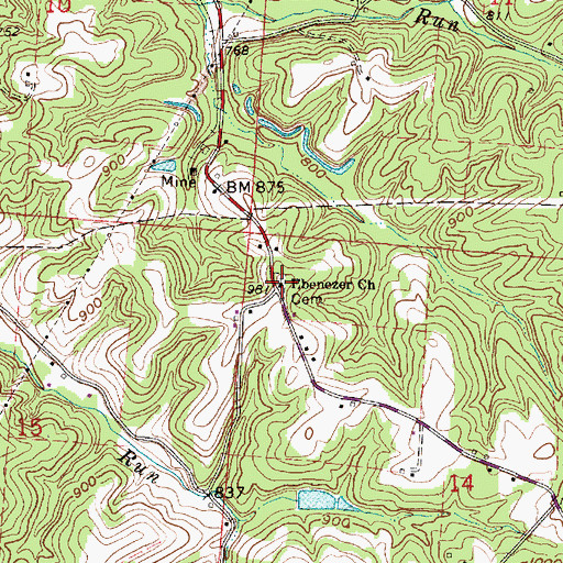 Topographic Map of Ebenezer Cemetery, OH