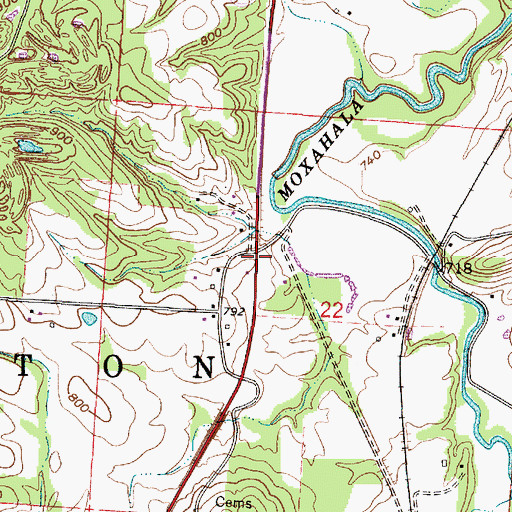 Topographic Map of Roberts (historical), OH