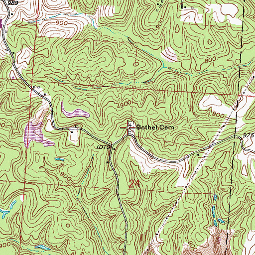 Topographic Map of Bethel Church (historical), OH