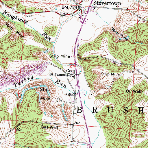 Topographic Map of Saint James Cemetery, OH