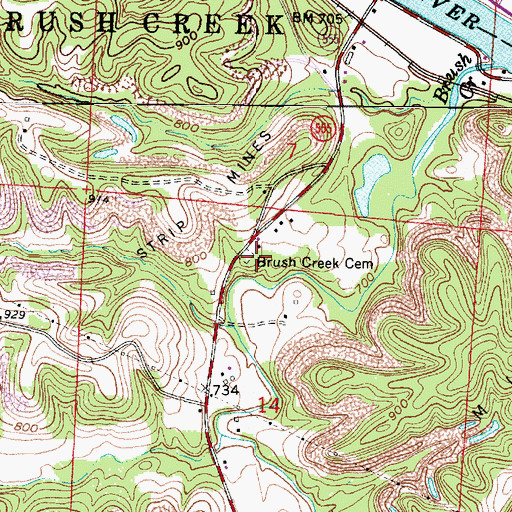 Topographic Map of Brush Creek Church (historical), OH