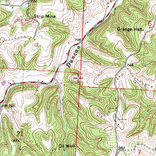 Topographic Map of Duncan Run School (historical), OH