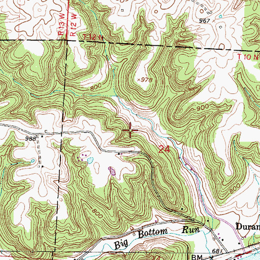 Topographic Map of Back Run School (historical), OH