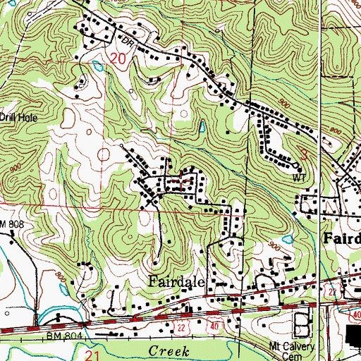Topographic Map of Ridgewood Acres, OH