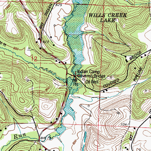 Topographic Map of Indian Camp Bridge, OH