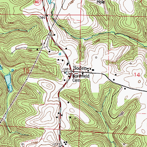 Topographic Map of Boden Church (historical), OH