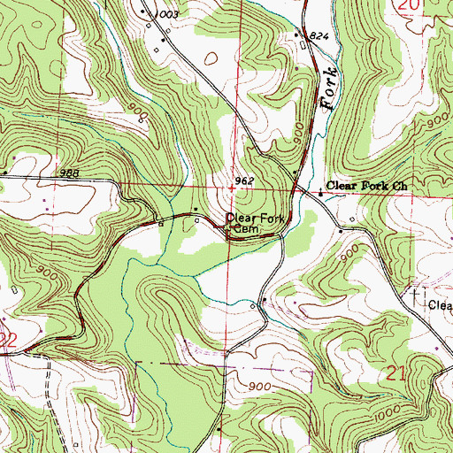 Topographic Map of Clear Fork School (historical), OH