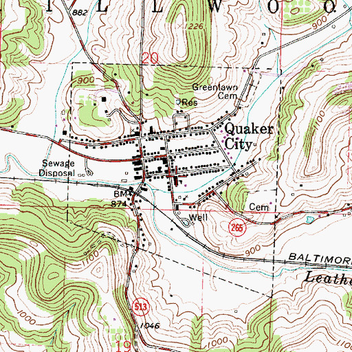 Topographic Map of Quaker City Elementary School, OH
