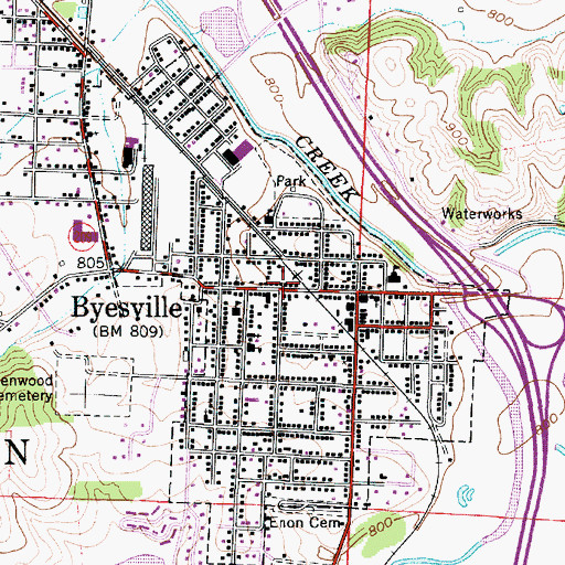Topographic Map of Byesville Branch Library, OH