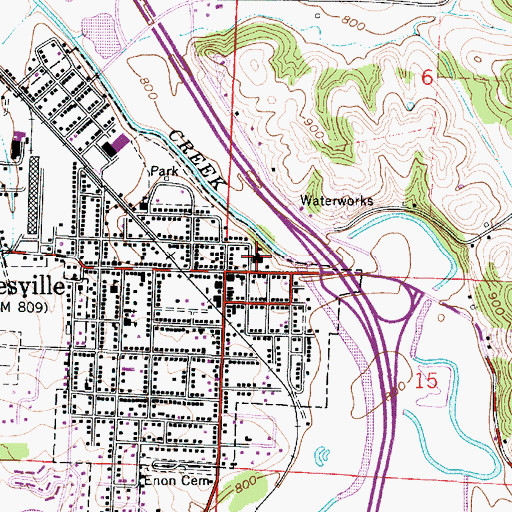 Topographic Map of Byesville Elementary School, OH