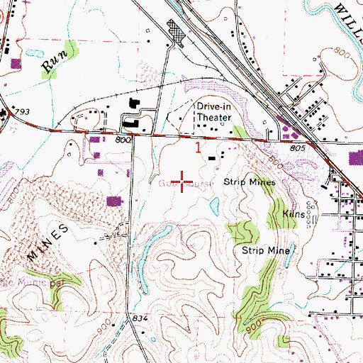 Topographic Map of Cambridge Country Club, OH